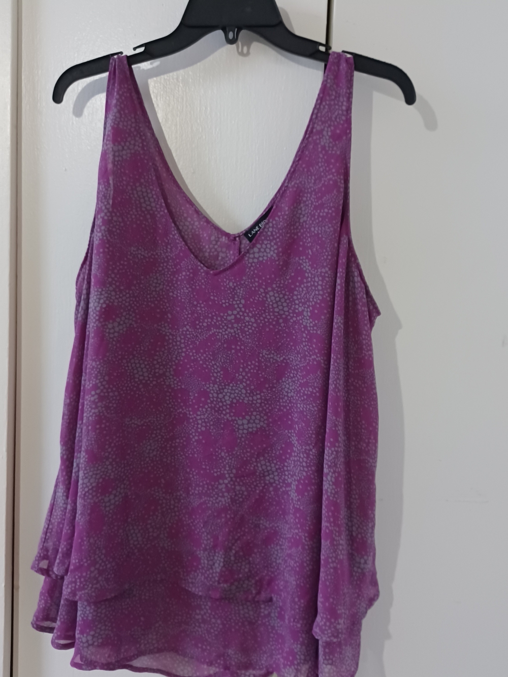 Lane Bryant Purple Printed Chiffon V-Neck Tank